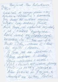 Portada:Carta dirigida a Aniela Rubinstein. París (Francia), 18-10-1961