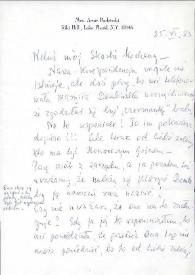 Portada:Carta dirigida a Aniela Rubinstein. Lake Placid (Nueva York), 25-06-1983