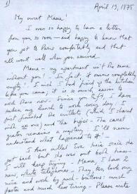 Portada:Carta dirigida a Aniela Rubinstein. Nueva York, 19-04-1975
