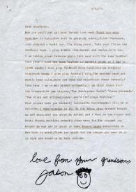 Portada:Carta dirigida a Arthur Rubinstein. Nueva York (Estados Unidos), 31-09-1979