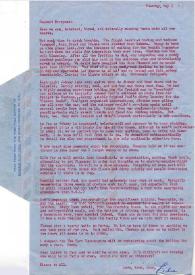 Portada:Carta dirigida a Aniela y Arthur Rubinstein. Nueva York (Estados Unidos), 07-05-1963