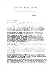 Portada:Carta dirigida a Alina y Arthur Rubinstein. Nueva York (Estados Unidos)