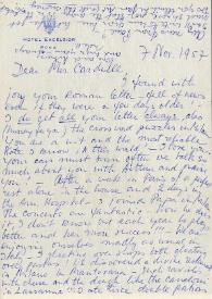 Portada:Carta a Kathryn Cardwell. Roma (Italia), 07-11-1957