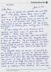 Portada:Carta dirigida a Aniela Rubinstein. Nueva York (Estados Unidos), 12-06-1992
