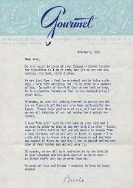 Portada:Carta dirigida a Aniela Rubinstein. Nueva York (Estados Unidos), 09-10-1961