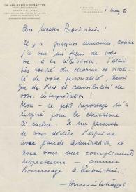 Portada:Carta dirigida a Arthur Rubinstein. Hamburgo (Alemania), 10-05-1971