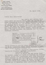 Portada:Carta dirigida a Arthur Rubinstein. Nueva York (Estados Unidos), 13-03-1942