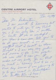 Portada:Carta dirigida a Arthur Rubinstein. Londres (Inglaterra), 22-01-1974