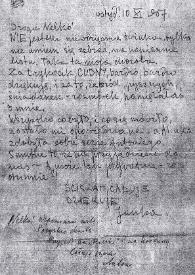 Portada:Carta dirigida a Aniela Rubinstein. Varsovia (Polonia), 10-11-1957