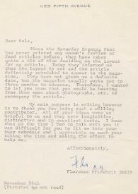 Portada:Carta dirigida a Aniela Rubinstein, 14-11-1962