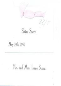 Portada:Tarjeta dirigida a Aniela y Arthur Rubinstein. Nueva York, 22-05-1956