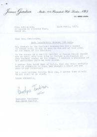 Portada:Carta dirigida a Aniela Rubinstein. Londres (Inglaterra), 21-04-1977