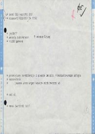 Portada:Telegrama dirigido a Aniela Rubinstein. Cracovia (Polonia), 24-12-1982