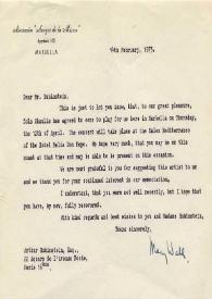 Portada:Carta dirigida a Arthur Rubinstein. Marbella, Málaga (España), 14-02-1973