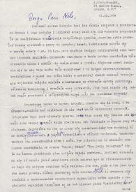 Portada:Carta dirigida a Aniela Rubinstein. Londres (Inglaterra), 21-09-1976