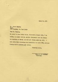 Portada:Carta dirigida a Robert E. Cumming (Music Journal), 23-03-1972