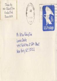 Portada:Carta dirigida a Arthur Rubinstein. Kansas, 20-02-1974