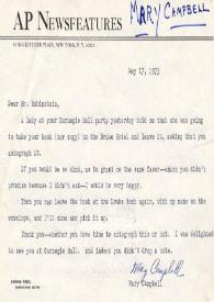 Portada:Carta dirigida a Arthur Rubinstein. Nueva York, 17-05-1973