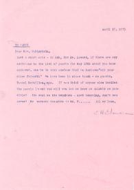 Portada:Carta dirigida a Arthur Rubinstein. Nueva York, 15-04-1973