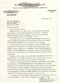 Portada:Carta dirigida a Arthur Rubinstein. Nueva York, 19-02-1971