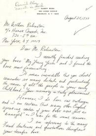 Portada:Carta dirigida a Arthur Rubinstein. Nueva York, 25-08-1973