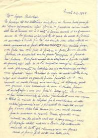 Portada:Carta dirigida a Arthur Rubinstein. Trieste, 01-03-1969
