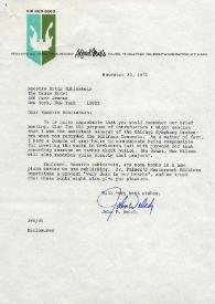 Portada:Carta dirigida a Arthur Rubinstein. Port Washinghton (Nueva York), 23-11-1971