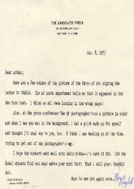 Portada:Carta dirigida a Arthur Rubinstein. Nueva York, 08-01-1975