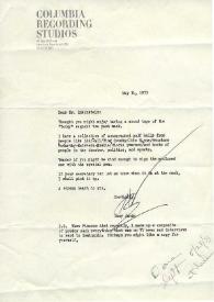 Portada:Carta dirigida a Arthur Rubinstein. Nueva York, 14-05-1976