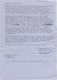 Portada:Carta dirigida a Arthur Rubinstein. Nueva York, 18-10-1974
