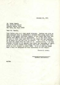 Portada:Carta dirigida a Peter Mennin. Nueva York, 29-01-1971