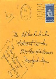 Portada:Carta dirigida a Arthur Rubinstein, 15-02-1975