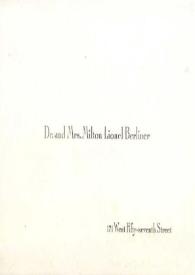 Portada:Tarjeta dirigida a Arthur Rubinstein, 28-01-1972