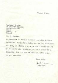 Portada:Carta dirigida a Robert Broadway. Londres (Inglaterra), 05-02-1970