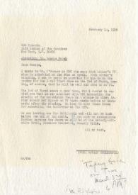Portada:Carta dirigida a George Marek. Nueva York, 10-02-1970