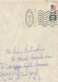 Portada:Carta dirigida a Arthur Rubinstein. Nueva York, 07-02-1971