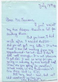 Portada:Carta dirigida a Clara H. Clemans, 17-07-1980