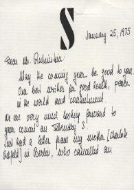 Portada:Carta dirigida a Arthur Rubinstein, 25-01-1975