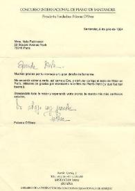 Portada:Carta dirigida a Aniela Rubinstein. Santander (España), 05-07-1994