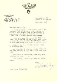 Portada:Carta dirigida a Aniela Rubinstein. Viena (Austria), 19-03-1958