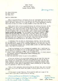 Portada:Carta dirigida a Arthur Rubinstein. Boulder (Colorado), 16-01-1967