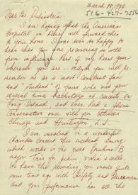 Portada:Carta dirigida a Arthur Rubinstein. Huntington (Nueva York), 18-03-1977