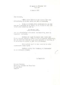 Portada:Carta dirigida a Jacques Bourcier (Secretaría de la Academia de Bellas Artes de Francia). París (Francia), 06-10-1971