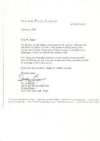 Portada:Carta dirigida a Seth E. Frank. Nueva York, 06-02-1973