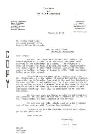 Portada:Carta dirigida a Irving Paul Lazar. Nueva York, 03-08-1973