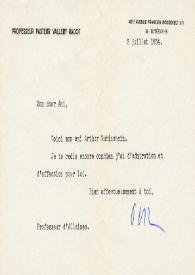 Portada:Nota dirigida al Profesor D'Allaines. París (Francia), 02-07-1954