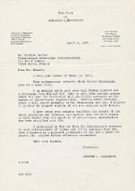 Portada:Carta dirigida a Michael Rainer. Nueva York, 04-04-1975