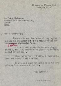 Portada:Carta dirigida a Yaakov Steinberger. París (Francia), 25-05-1971