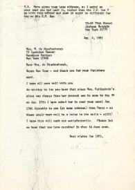Portada:Carta dirigida a Marianne de Stuckenbergh. Nueva York, 04-01-1981