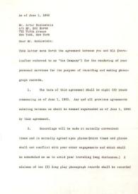 Portada:Contrato entre Arthur Rubinstein y RCA para la grabación de varios discos